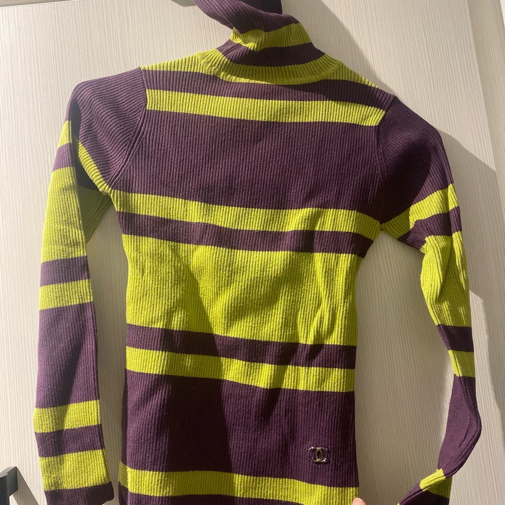 Vintage Chanel Striped Turtleneck Sweater